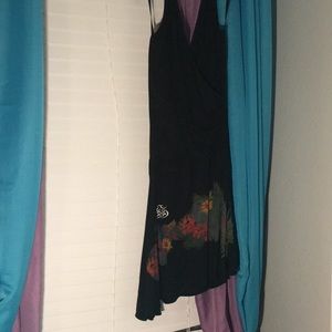 Black hi-low halter dress